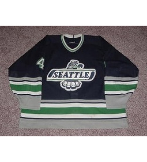 Custom WHL Seattle Thunderbirds 98 99 Nathan Forster Road Hockey Jersey Blue